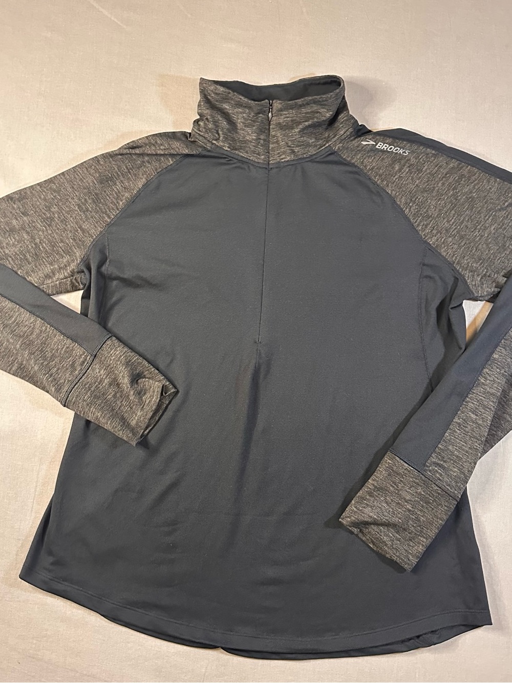 Brooks Black and Heather Gray Half-Zip Performance Pullover